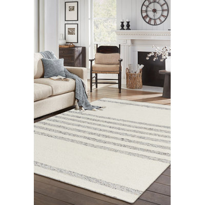 Tapis noué à la main Darcy Landscape - ivoire / gris - 8 pi x 10 pi