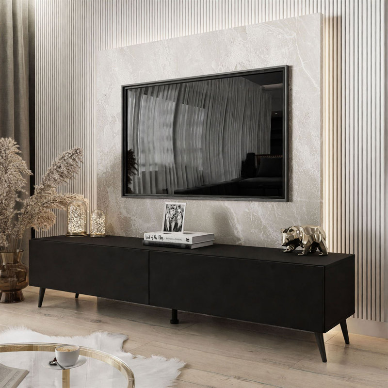Branov Unfinished TV Stand for TVs up to 75", Black