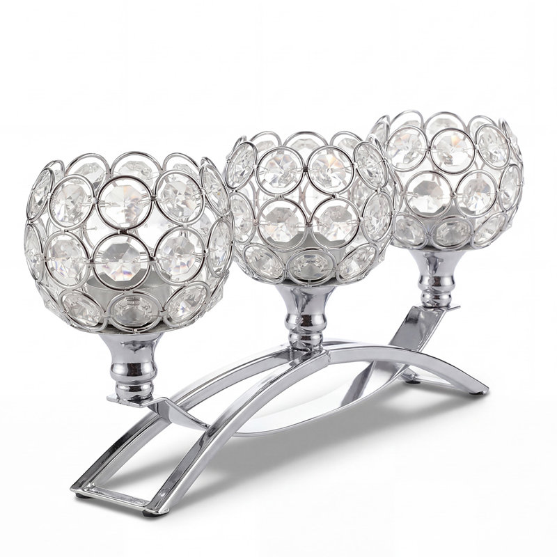 Metal,Crystal Tabletop Candelabra