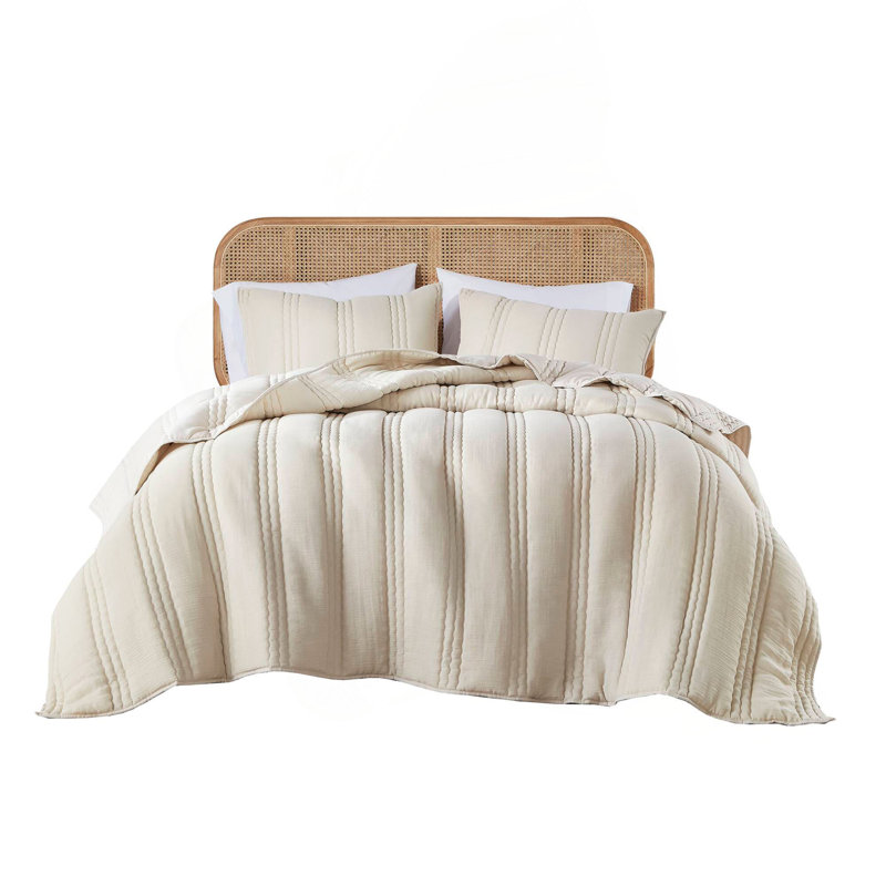 3 PCS Poly Gauze Quilt Set, Natural