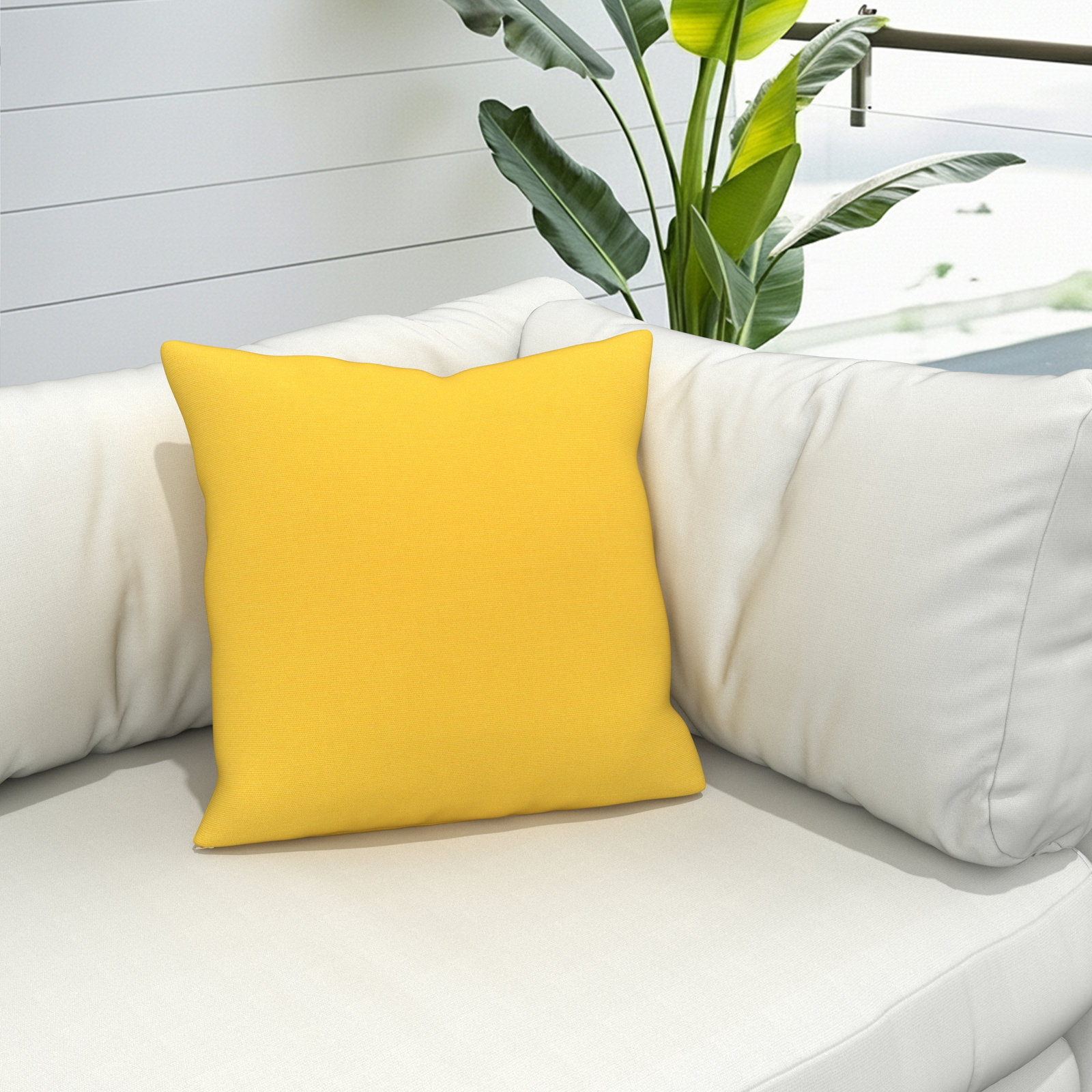 Sunbrella® Throw Pillow, Square 20", Sunbrella Canvas Sunflower Yellow