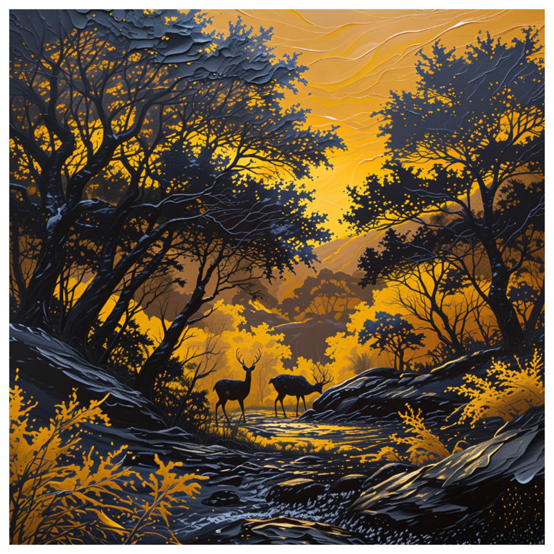 Housse de couette Yellow Sunset Forest, Très grand lit