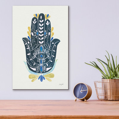  «Hamsa 1 Collage» par Courtney Prahl, art mural en verre, 12 po x 16 po