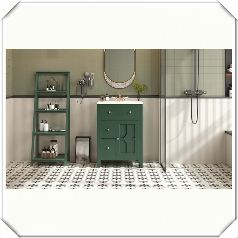 Meuble-lavabo moderne avec tiroirs en céramique, Vert
