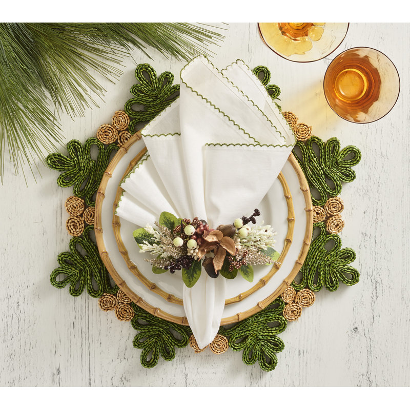 Casbah Napkin, White/Green
