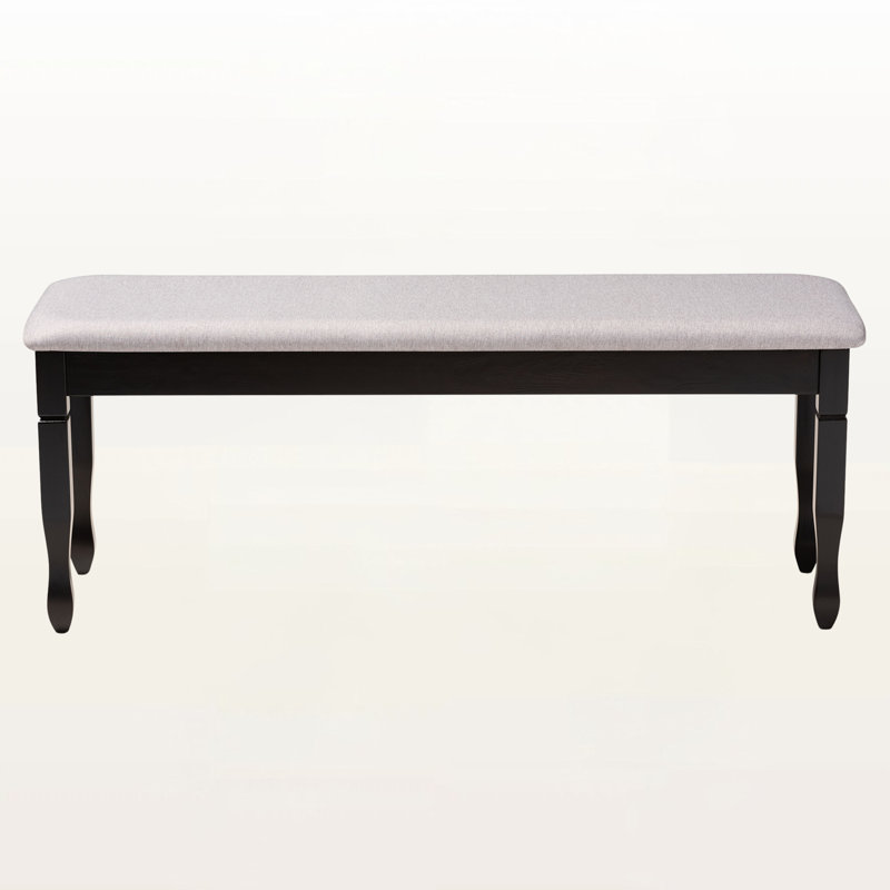 Gethyn Grey Fabric Upholstered Bench With Dark Brown Finished Wood, 18.9'' H X 47.8'' W X 16.1'' D, Gray, Dark Brown