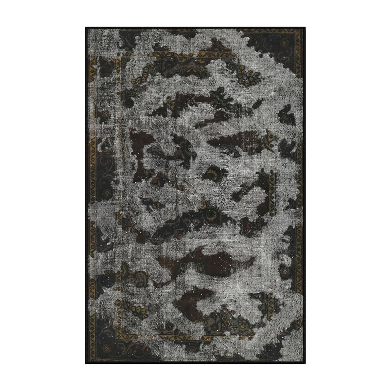 Tapis contemporain gris / noir, Rectangle 8 pi x 10 pi