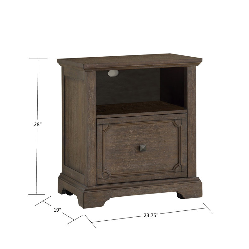 Meuble en bois foncé à finition chêne foncé avec tiroir et rangement
