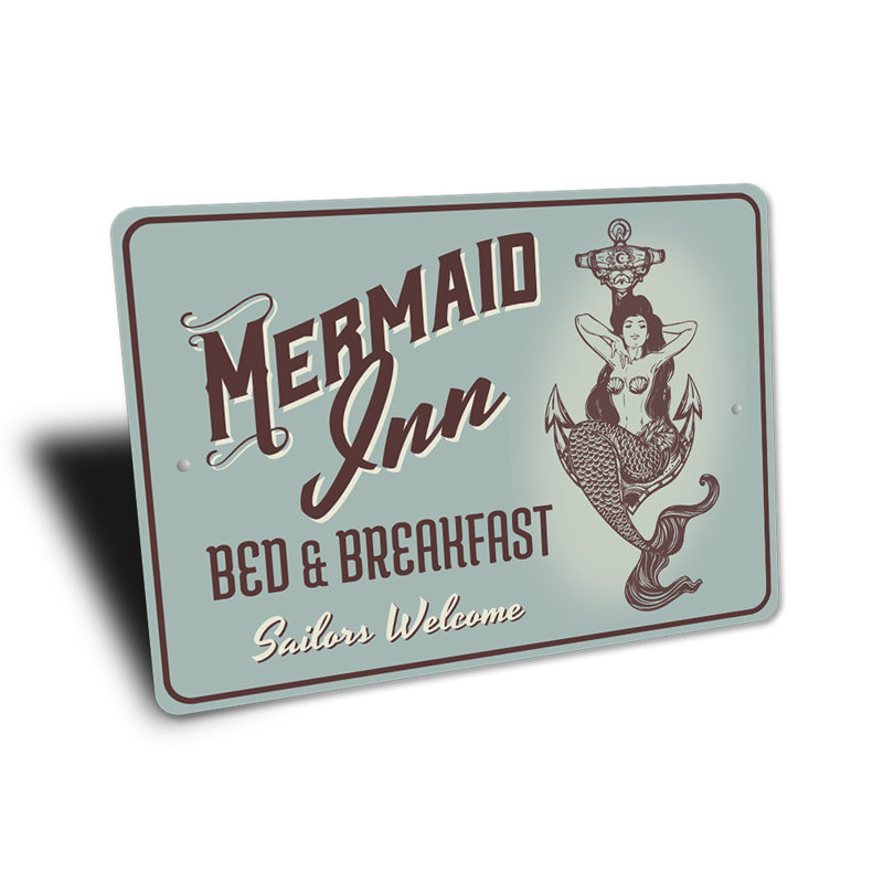 Mermaid Inn Sign, 10" H x 14" x 0.04" D