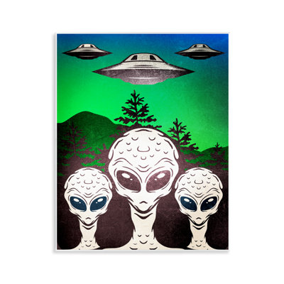 Plaque murale rétro Aliens & UFO, design par Kim Allen