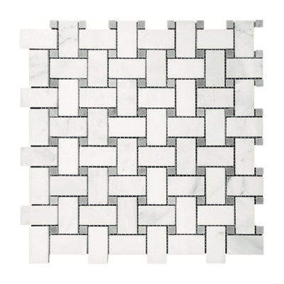 Eastern White 1" x 2" Marble Basketweave Mosaic Wall & Floor Tile
