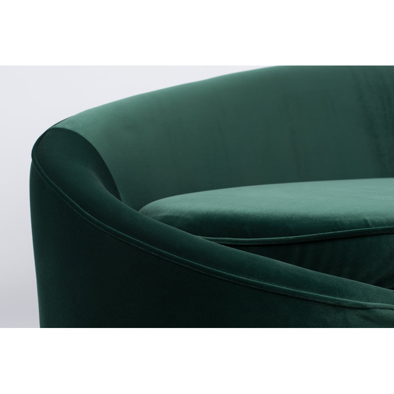 Causeuse en velours 65 po, Polyester vert