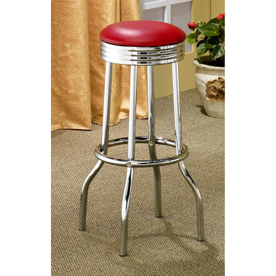 Lot de 2 tabourets de bar rouges - Style vintage et aspect brillant, avec 2 pieds évasés, pour la décoration de votre salle à manger