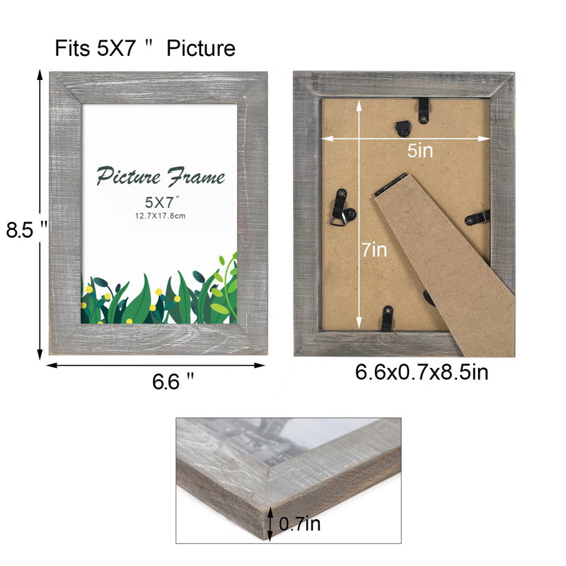 Ensemble de 4 cadres à cadre simple en bois mat 5 po x 7 po Janaria