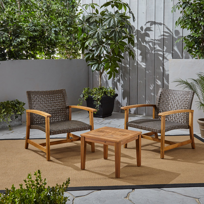 Ensemble de conversation en osier pour 2 personnes Kaitrin, Naturel / mocha mixte
