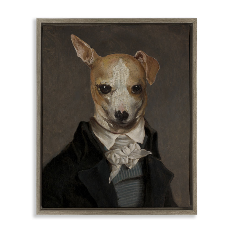 "Classic Portrait Chihuahua", art mural encadré par CAD Designs, Cadre flottant orme Montalcino, H 31 po x l 25 po