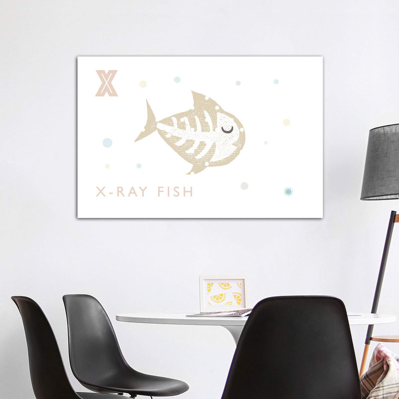 Xray Fish - imprimé, Toile tendue, Pas de tapis, H 40 po x l 60 po x 1,5 po