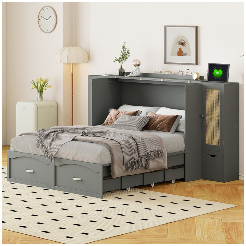 Damarco Murphy Bed, Gray, Full