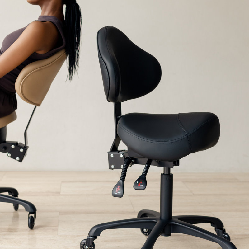 Fauteuil à roulettes pivotant avec roues et support de dossier ergonomique Latitude Run®, Noir, Non 