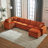 Modern U Shaped 6-Seat Sectional Sofa Couch With One Ottoman And Three Toss Pillows, Living Room Couch