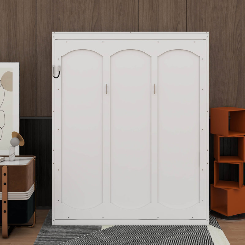 Lit escamotable double avec tablettes