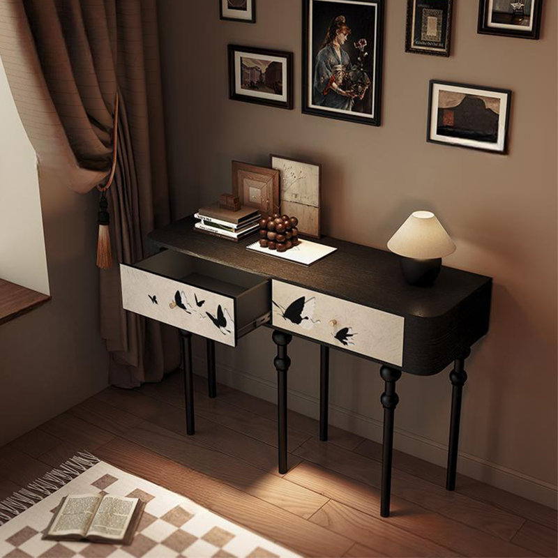 Console moderne à 2 tiroirs, Noir, noir, noir, noir