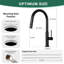 Robinet de cuisine avec douchette rétractable, robinets d'évier de cuisine à un trou, acier inoxydable 304, robinet à double fonction pour évier de ferme, noir-122877581