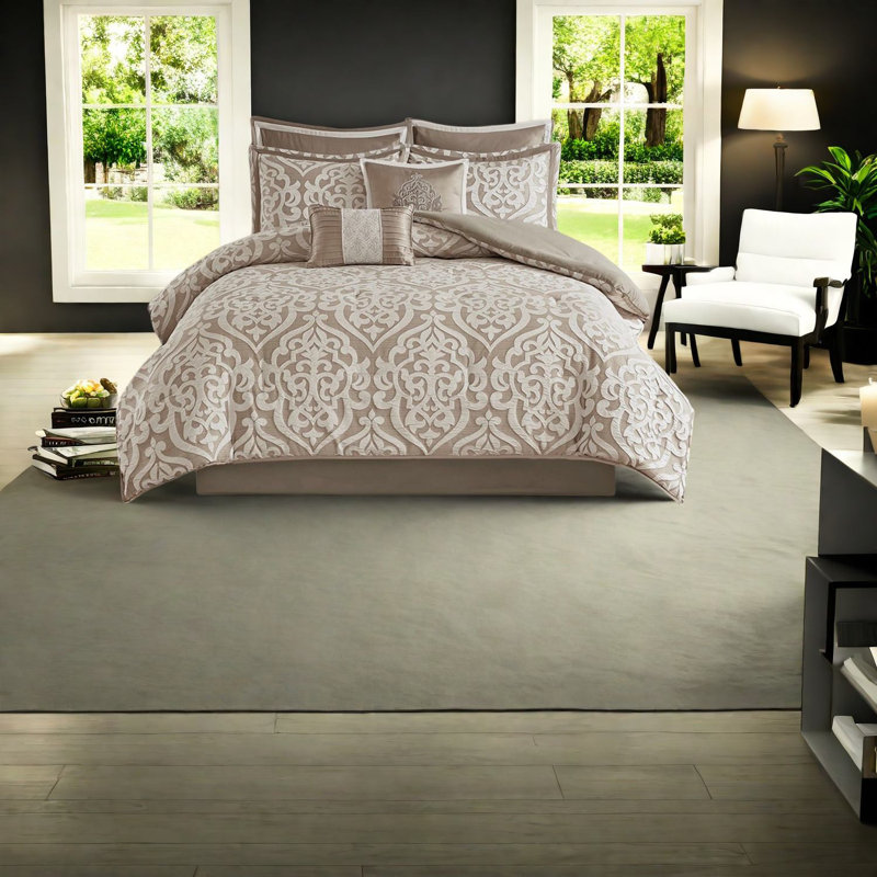 Luxueux ensembles de literie en jacquard 8 pièces, polyester grand, design classique pour la maison
