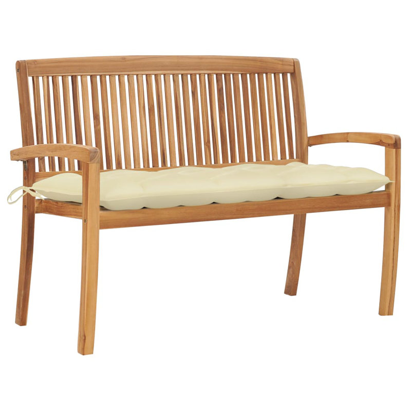 Banc de jardin en teck Bryant-Rivers, Blanc crème