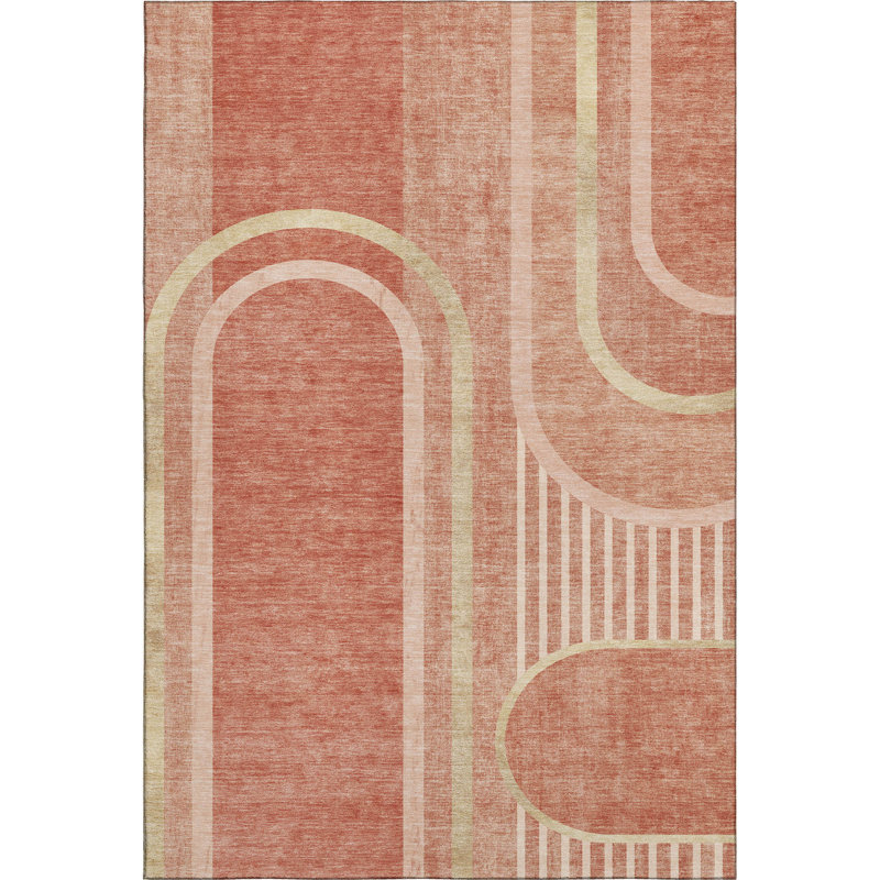 Tapis saumon Cerrito AMF532 lavable à la machine de qualité supérieure, Rectangle 10 pi x 14 pi