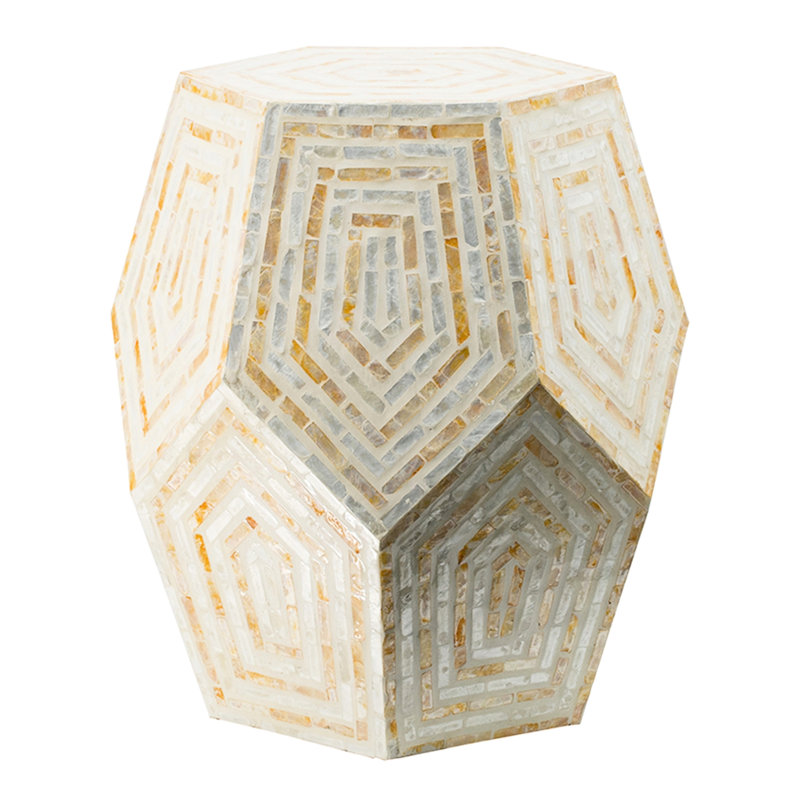 18x18x21" Hexagonal Capes  Stool, Cream/Yellow