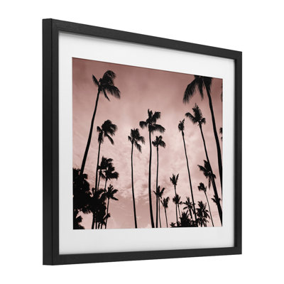 Evenings Edge Pink Palms Framed Print Under Glass, design by Natalie Carpentieri