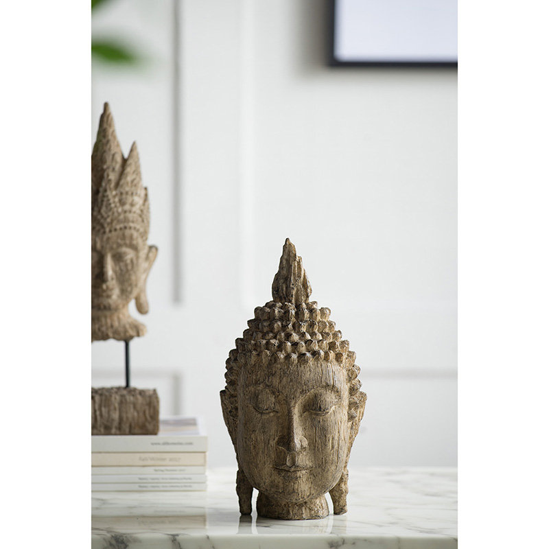 Sculpture tête de bouddha méditante 6,5 x 6,3 x 12 po, grand