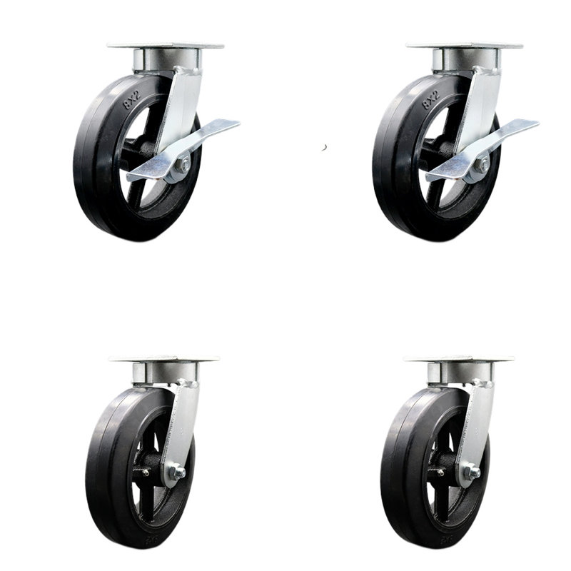 4 Piece Rubber on Steel Caster Set
