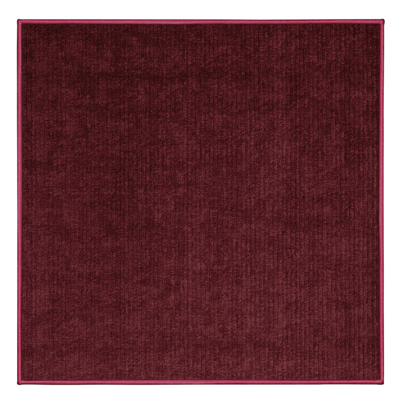 Machine Washable Solid Red Area Rug, Square 4'