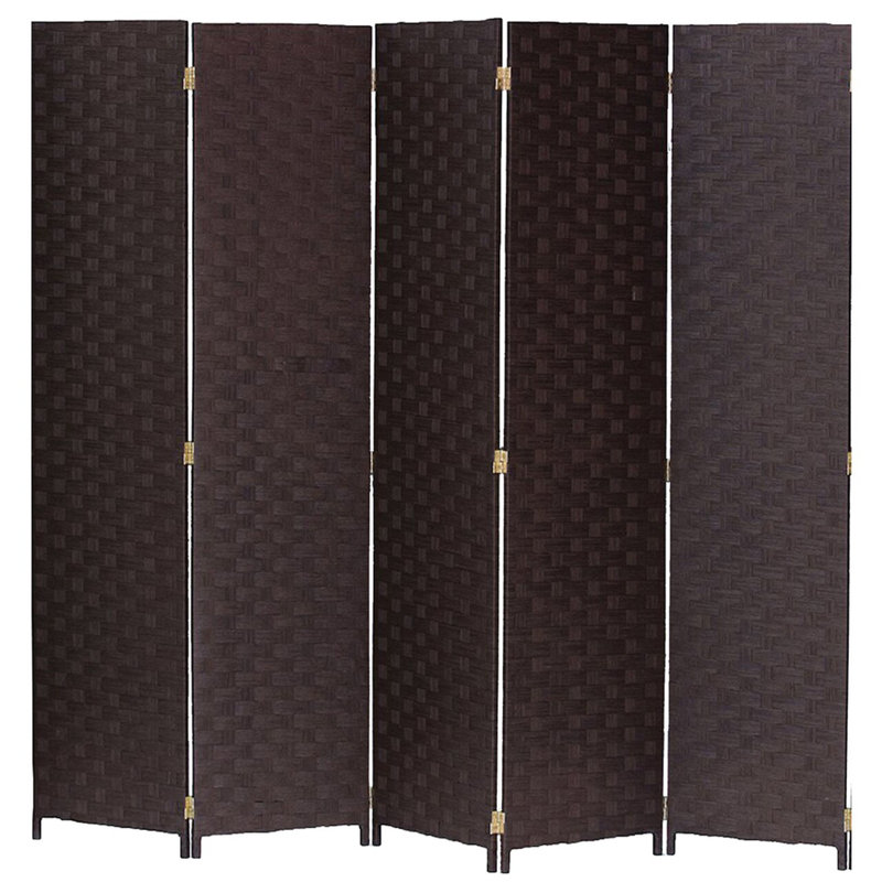 Cloison pliante en bambou / rotin 68,5 po Cecilia, Brun, 5