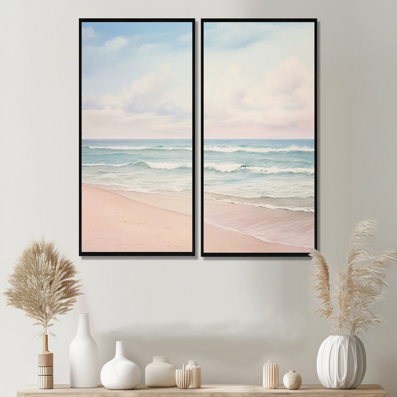 Radke - Grande plage côtière, art mural, 40" H x 40" W, Black, Impression encadrée flottante