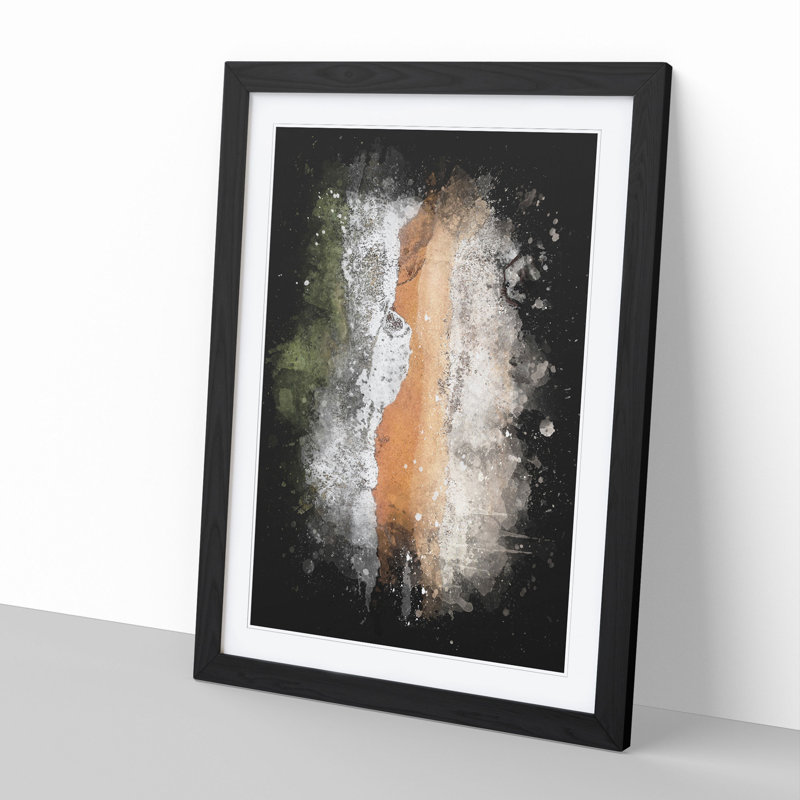 Aberdeen Beach in Scotland Paint Splash - Picture Frame Graphic Art, 90cm H x 65cm W x 2cm D, Black