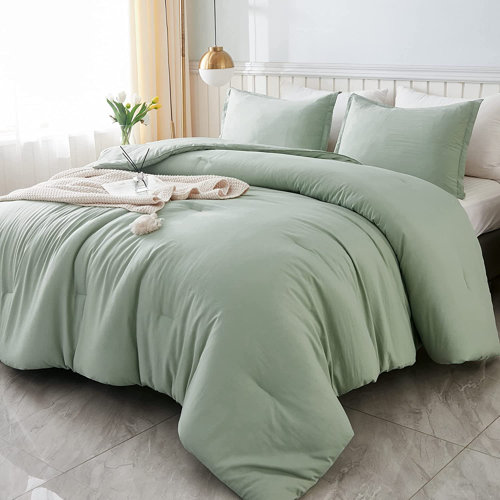 Latitude Run® Light Green Microfiber 3 Piece Quilt Set | Wayfair