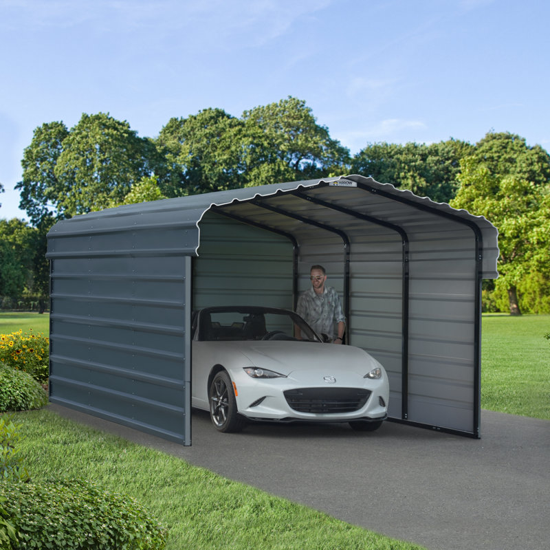 Abri d'auto en acier avec 3 ensembles muraux, 10X15X07, Gris