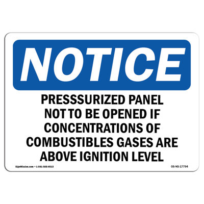 Pressurized Panel Not to Be Opened If Concentrations Sign