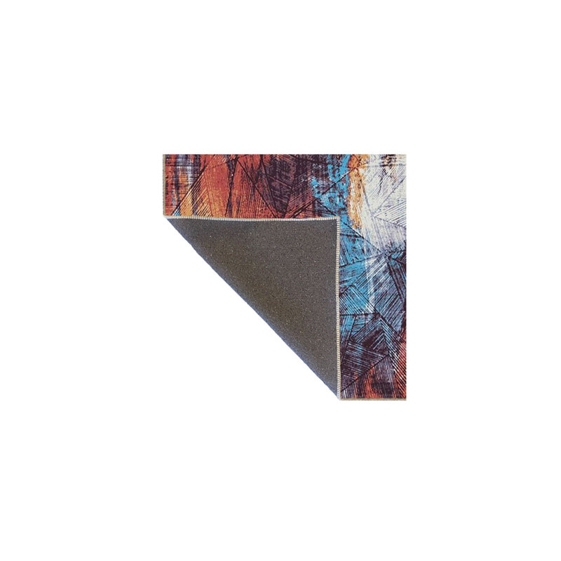 Glass Themed Multi Color Woven Base and Washable Area Rug, Square 3'3"