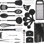 Ensemble d'ustensiles de cuisine 35 pièces avec porte-outils en nylon et en acier inoxydable Kaluns, anti-rayures, résistant à la chaleur, va au lave-vaisselle, noir