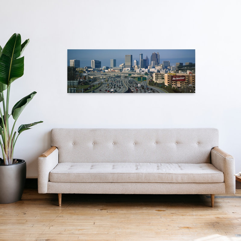 High angle view of traffic on a highway Atlanta Georgia USA 1 Piece Wrapped Canvas Panoramic Wall Art