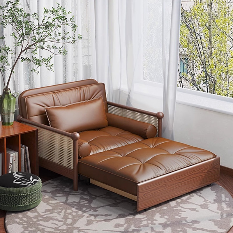 Nouveau fauteuil de loisir multifonctionnel rétro pour une personne de petite taille avec canapé pliant en cuir Le dossier réglable peut être retiré du canapé-lit