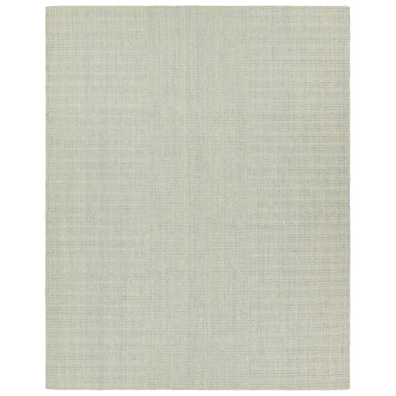 Tapis bleu uni en laine tissée à la main Amity, Rectangle 9 pi 6 po x 13 pi 6 po
