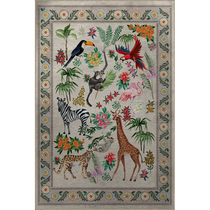 Tapis à motif floral tigré lavable à motif floral, Tapis de couloir 2 pi 6 po x 9 pi 10 po inclus