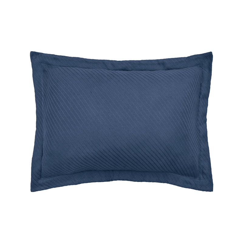 Navy Blue Cotton Standard Sham with Subtle Stripes