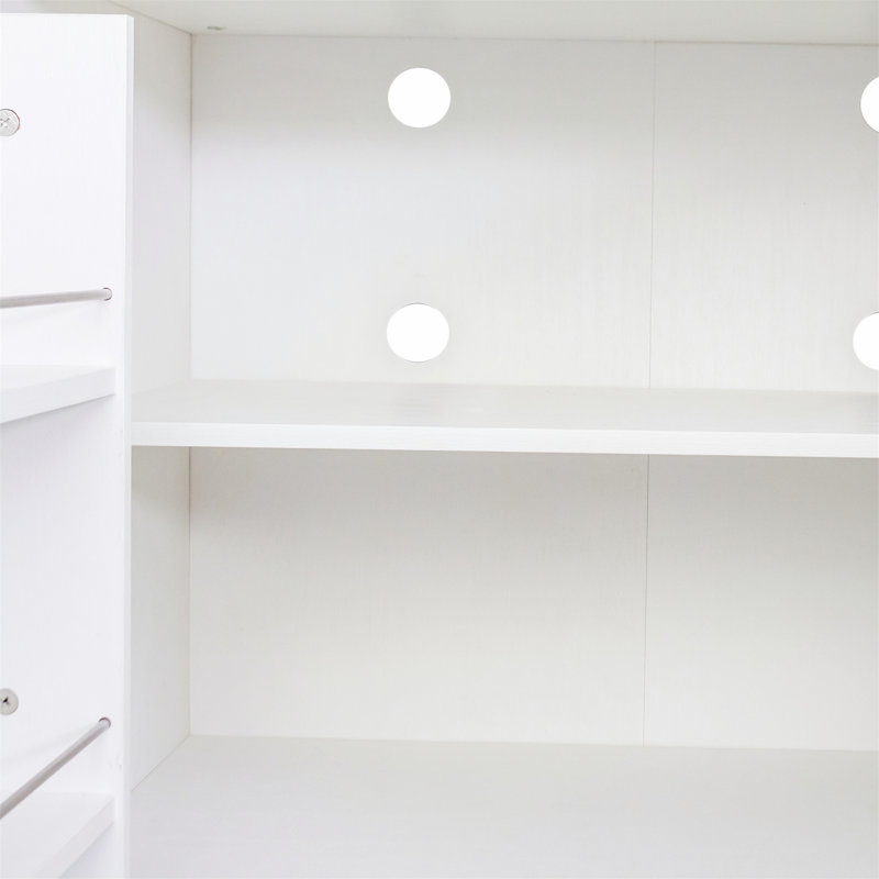 Buffet sur pied en bois avec portes et tablettes, Blanc