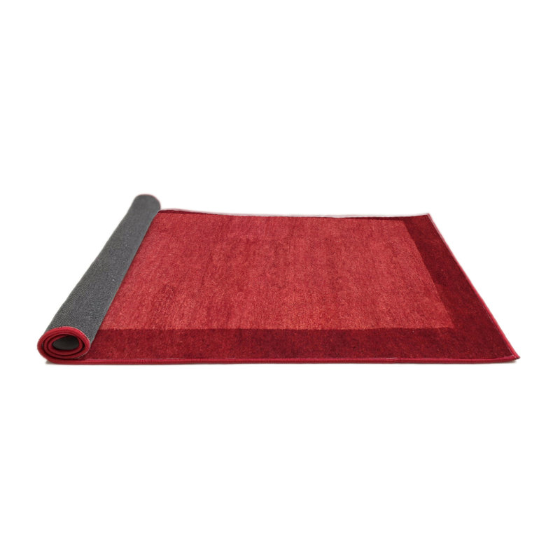 Tapis contemporain rose / rouge, Rond 3 pi